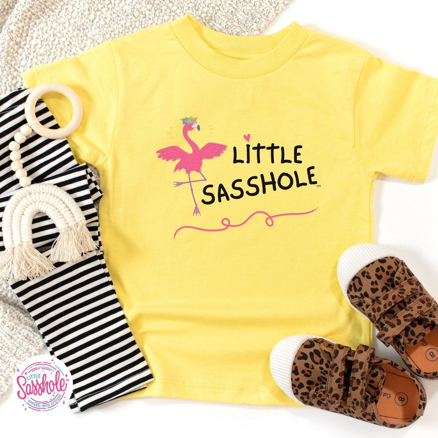 Flamingo Fabulous: Little Sasshole™ Toddler Girls' T-shirt - Funny Graphic Tee by Sasshole® Clothing