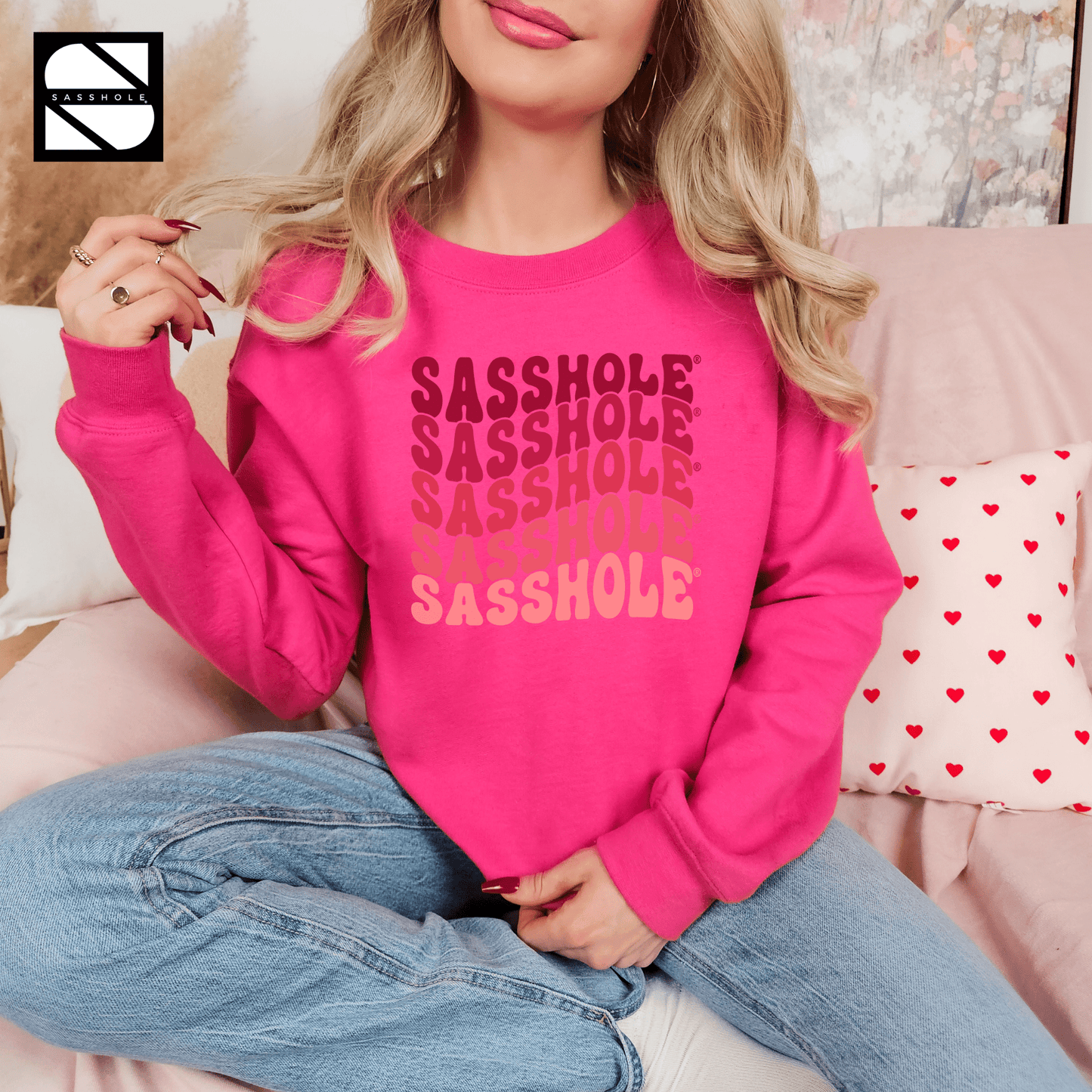 Groovy Sasshole®: Valentines Day Women's Sweatshirt - Funny Graphic Tee by Sasshole® Clothing