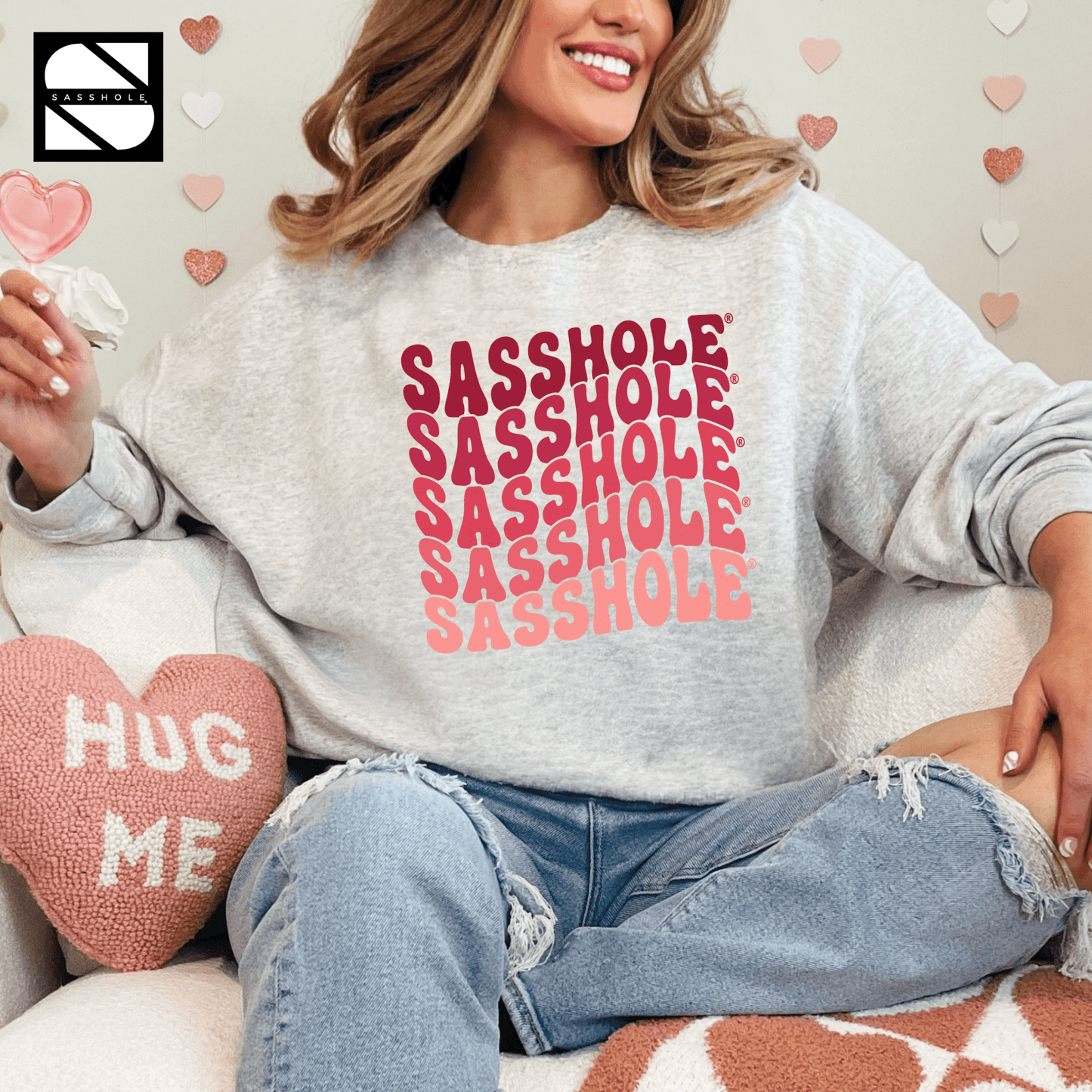 Groovy Sasshole®: Valentines Day Women's Sweatshirt - Funny Graphic Tee by Sasshole® Clothing