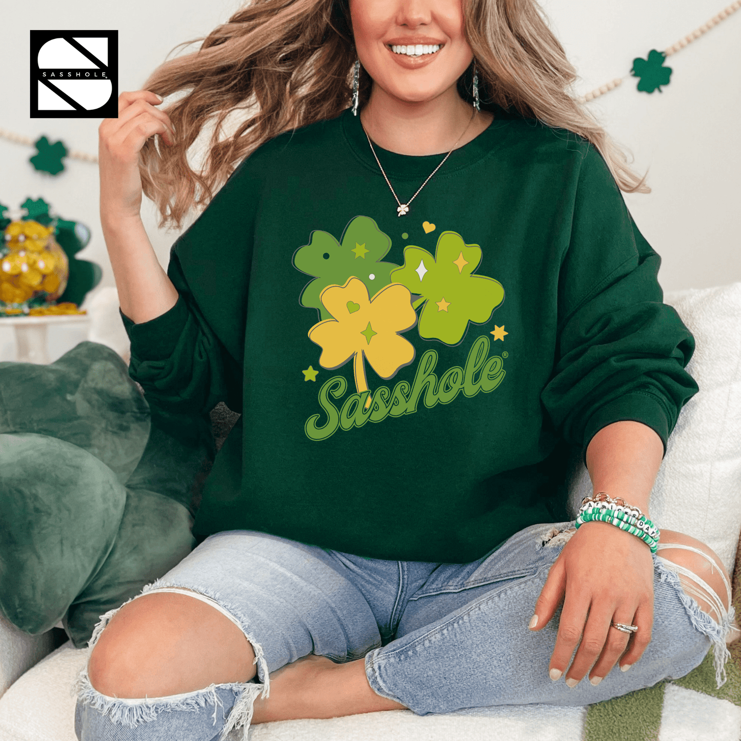 Irish Sass Mastery: Sasshole® St. Patrick's Day Unisex Sweatshirt - Funny Graphic Tee by Sasshole® Clothing