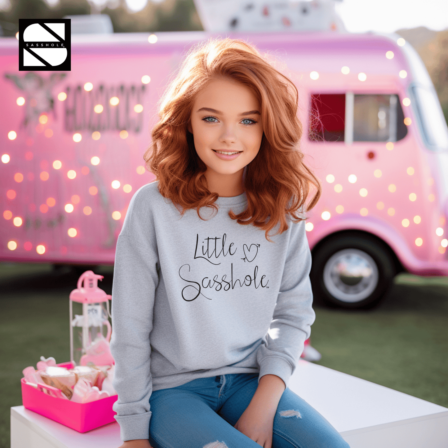 Little Sasshole™: Hoodie of Mischief Youth Girl's Cute Sweatshirt - Funny Graphic Tee by Sasshole® Clothing