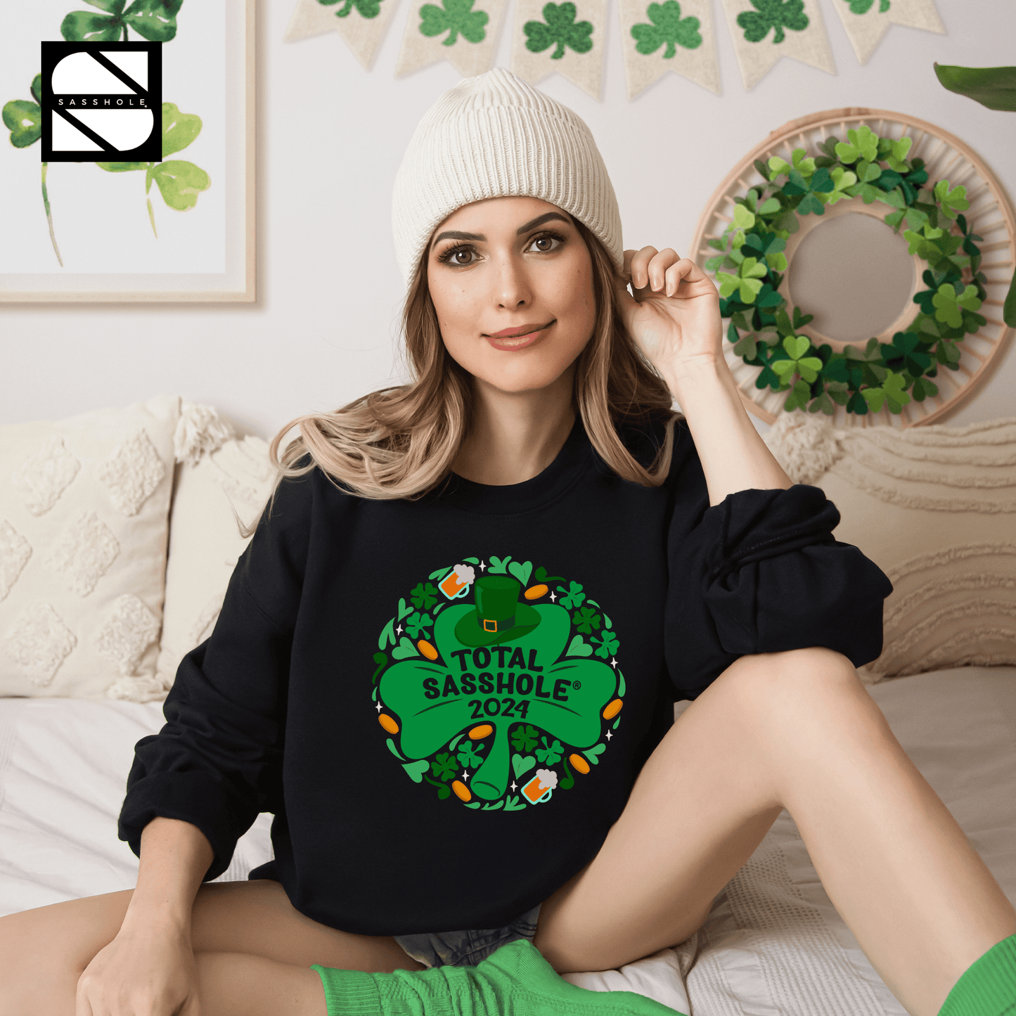Lucky Total Sasshole® Charm: St. Paddy's Day Edition Unisex Sweatshirt - Funny Graphic Tee by Sasshole® Clothing