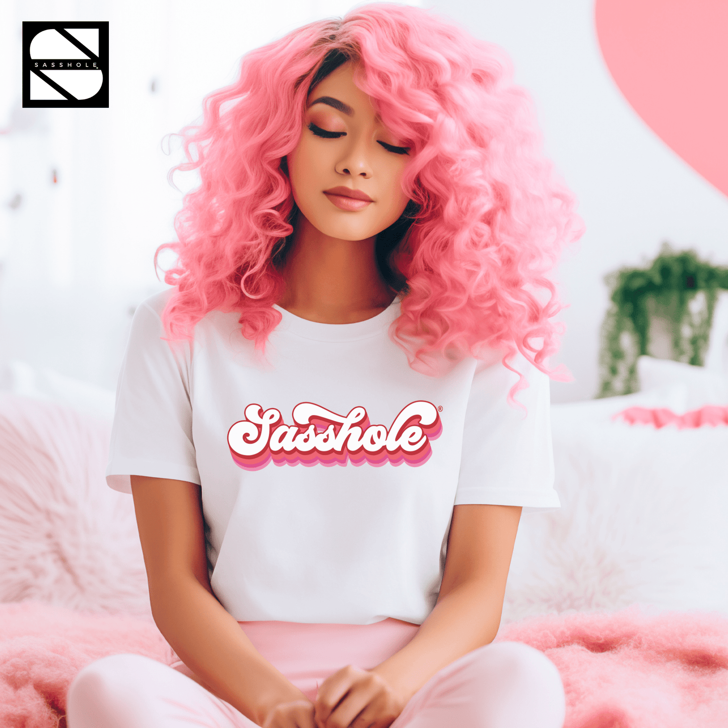 Retro Love: Sasshole® Valentines Day Women's Tshirt - Funny Graphic Tee by Sasshole® Clothing