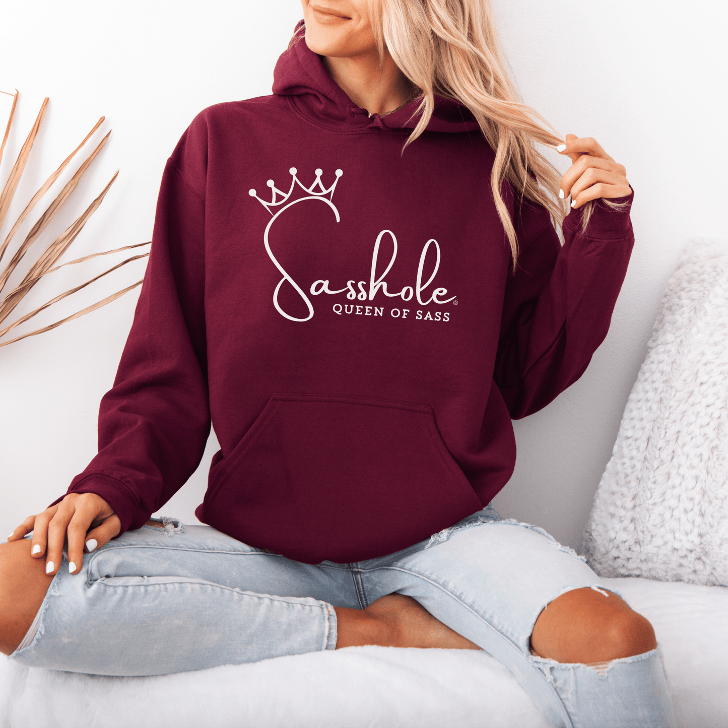 Sass in Charge: Sasshole® Queen of Sass Women's Graphic Hoodie - Funny Graphic Tee by Sasshole® Clothing