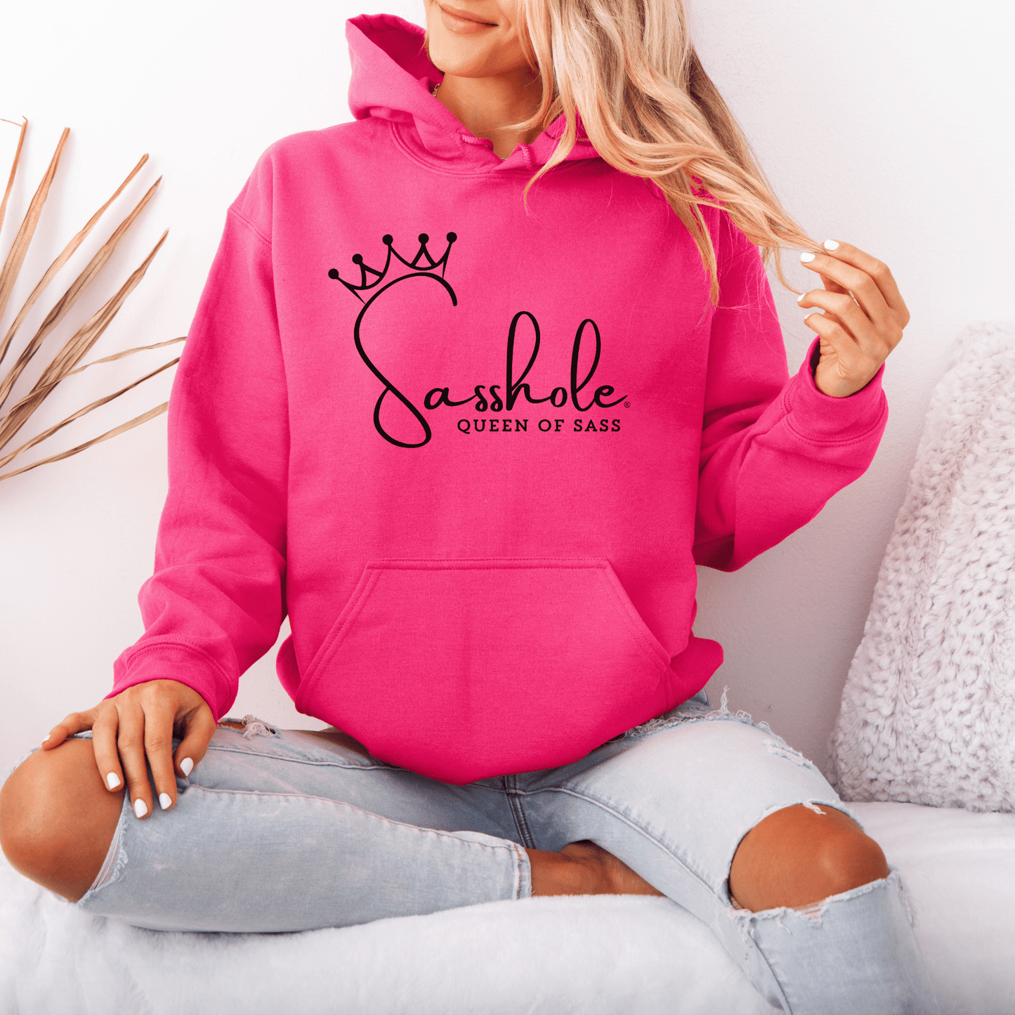 Sass in Charge: Sasshole® Queen of Sass Women's Graphic Hoodie - Funny Graphic Tee by Sasshole® Clothing