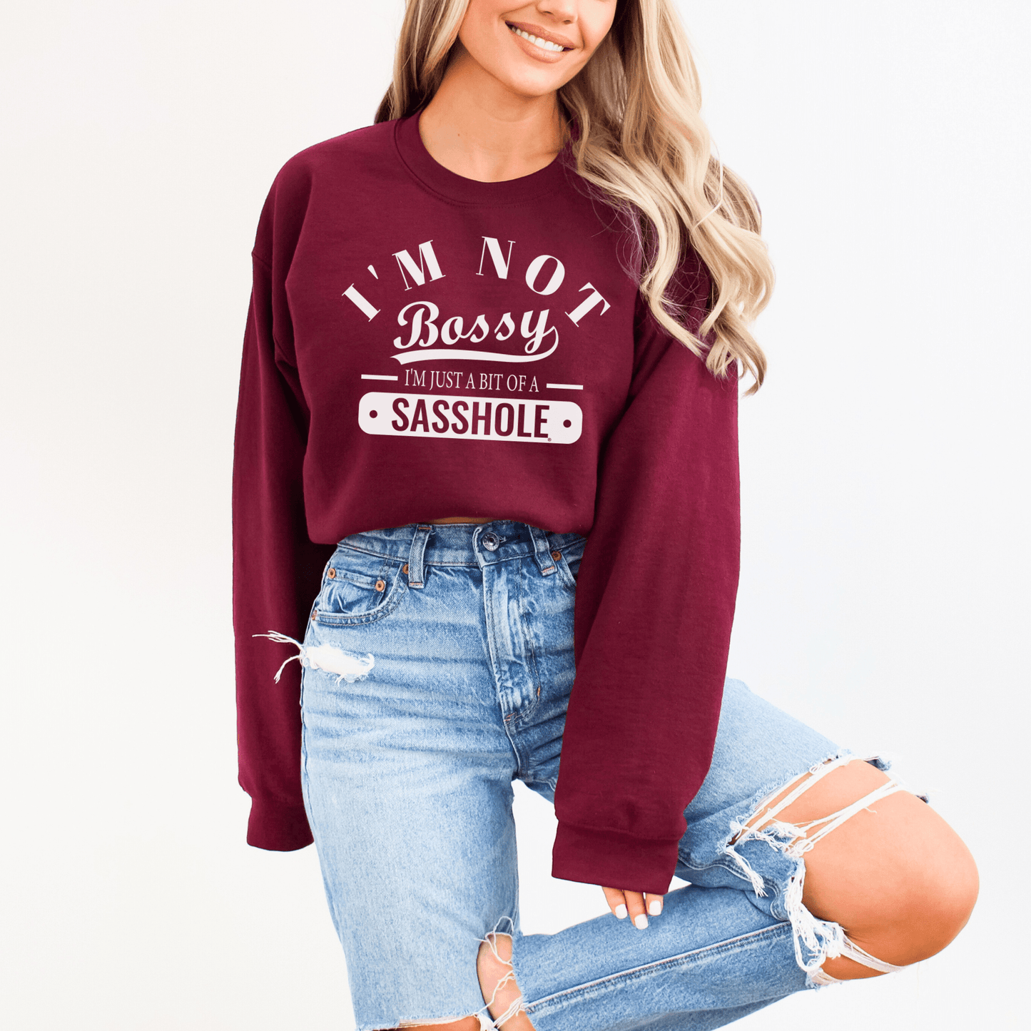 Sasshole® Boss: Not Bossy, Just Bold Women's Sweatshirt - Funny Graphic Tee by Sasshole® Clothing
