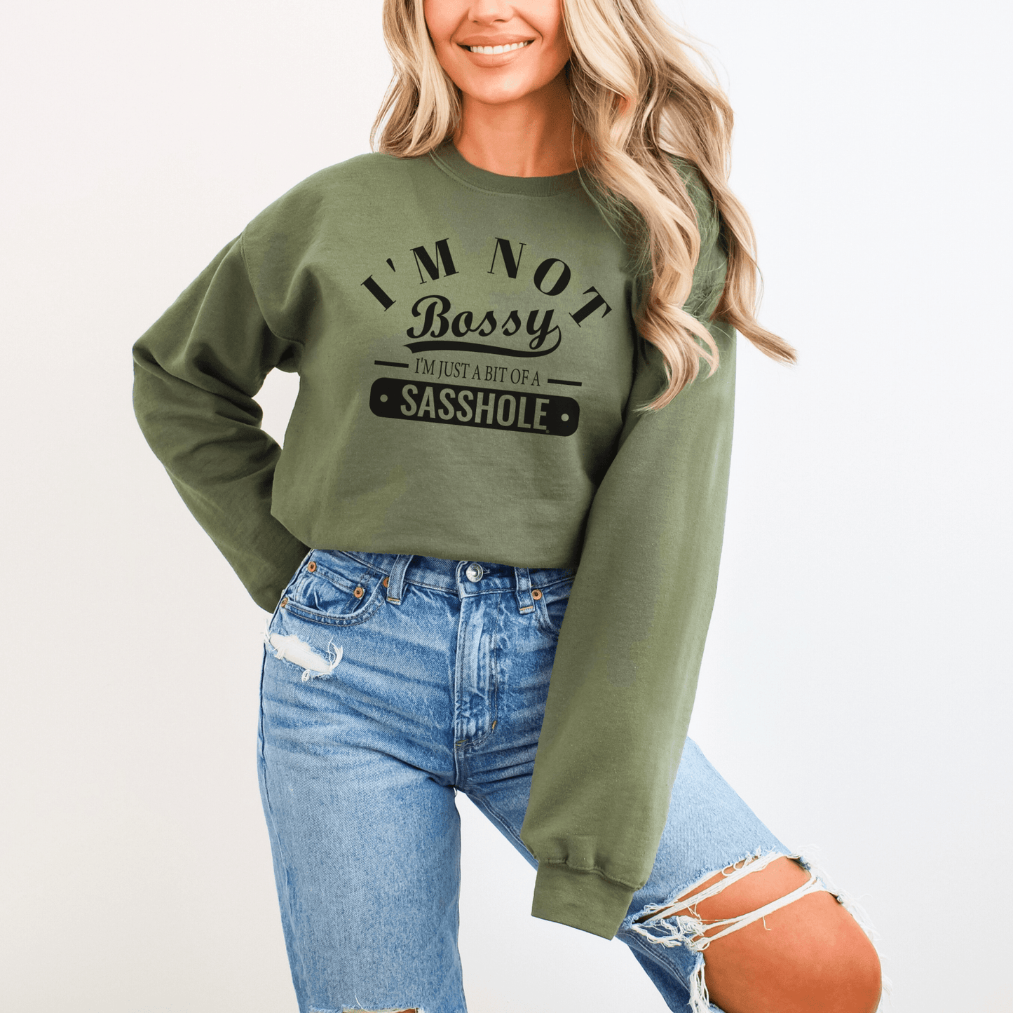 Sasshole® Boss: Not Bossy, Just Bold Women's Sweatshirt - Funny Graphic Tee by Sasshole® Clothing