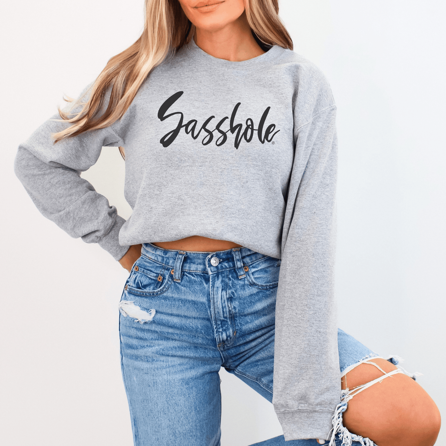 Sasshole® Essentials: Women's Funny Sweatshirt - Funny Graphic Tee by Sasshole® Clothing