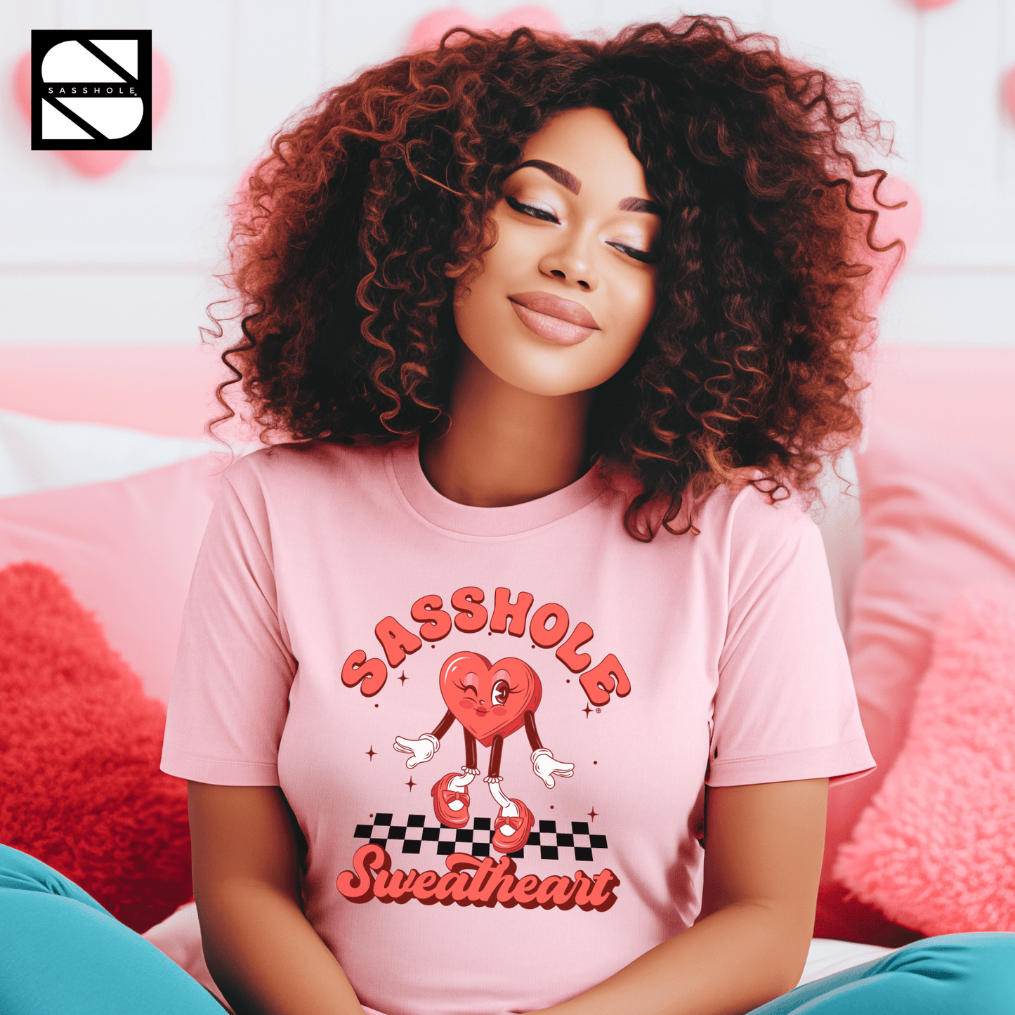 Sasshole® Sweetheart: A Dash of Sass, a Lot of Love Cute Women's Valentine's Tshirt - Funny Graphic Tee by Sasshole® Clothing