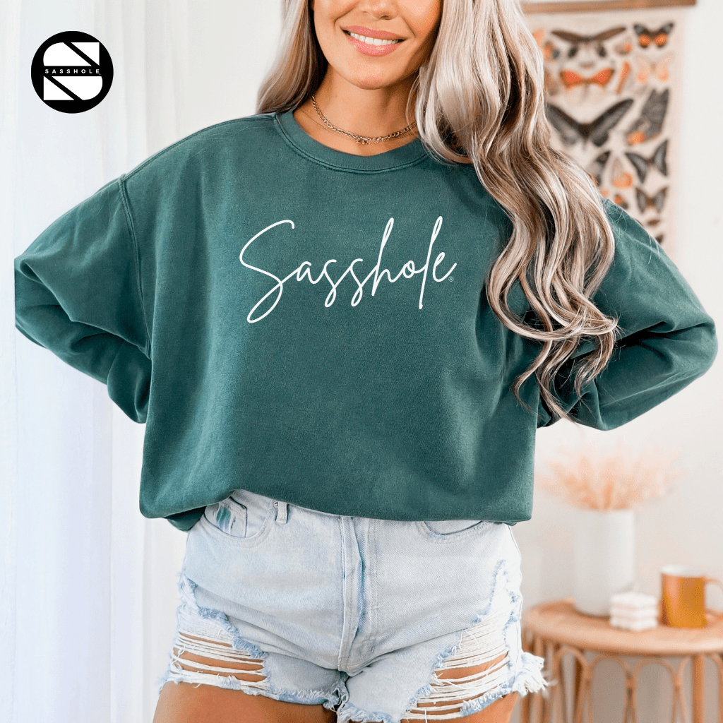 Sassy Tude & Trend Setter: Women's Vintage Sasshole® Garment - Dyed Sweatshirts - Funny Graphic Tee by Sasshole® Clothing
