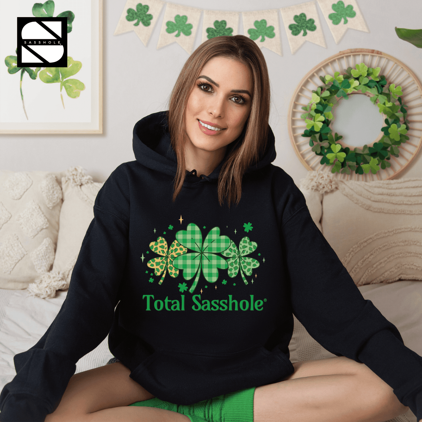 St. Patrick's Day Total Sasshole® Swagger: Wear It Proud! Unisex Hooded Sweatshirt - Funny Graphic Tee by Sasshole® Clothing