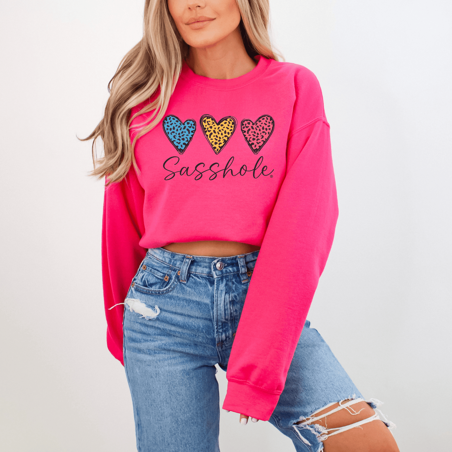 Three Hearts - One Attitude: Sasshole® Women's Sweatshirts - Funny Graphic Tee by Sasshole® Clothing