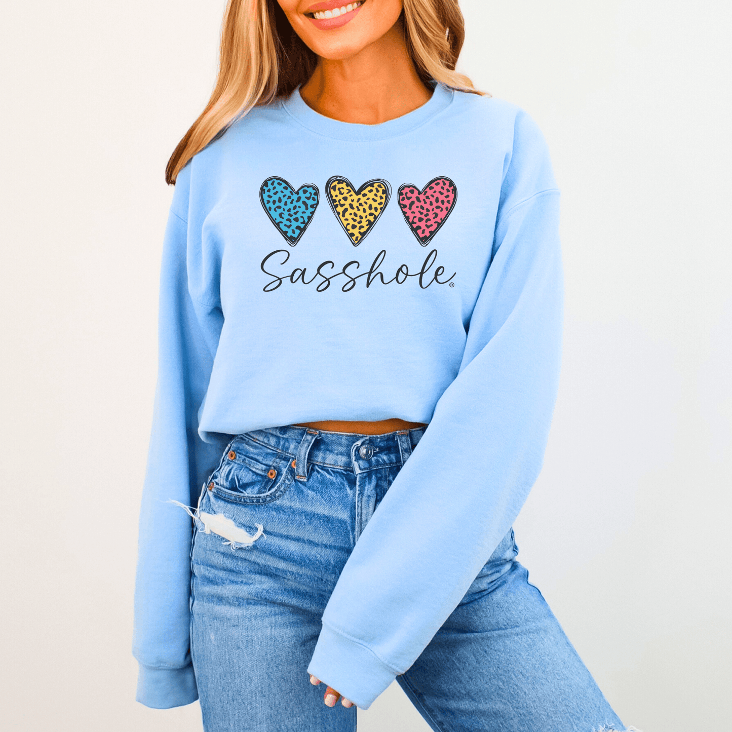 Three Hearts - One Attitude: Sasshole® Women's Sweatshirts - Funny Graphic Tee by Sasshole® Clothing