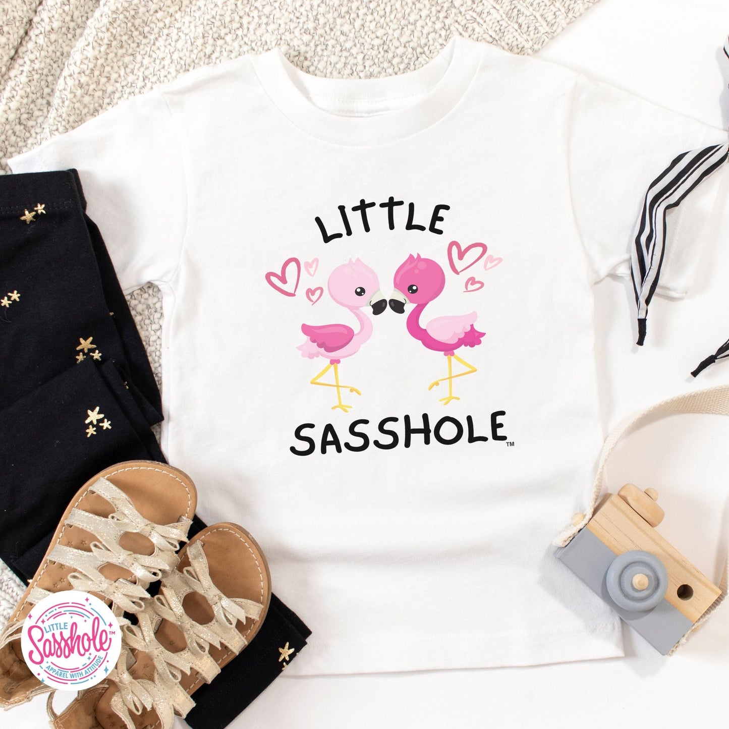 Tiny Flamingo Fan: Little Sasshole™ Toddler T-shirt Delight - Funny Graphic Tee by Sasshole® Clothing