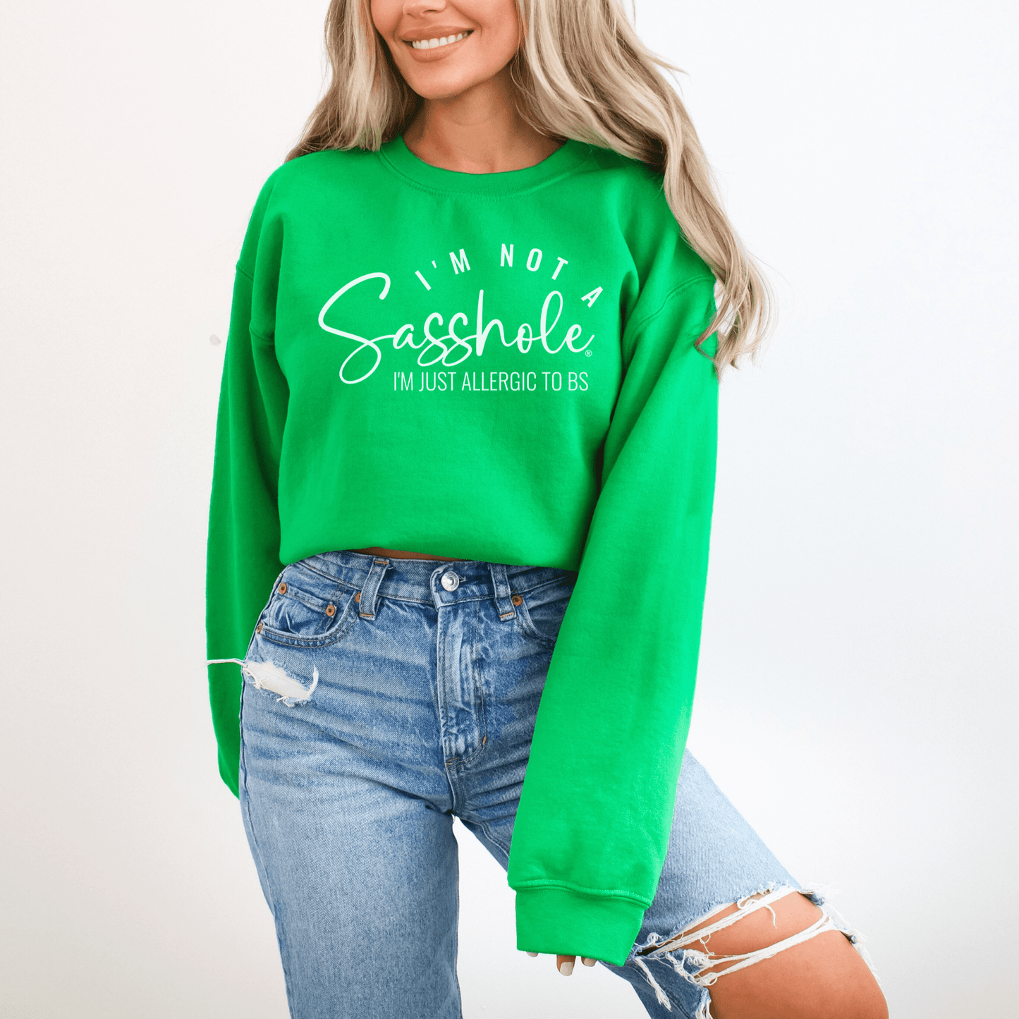 Unapologetically Honest: I'm Allergic to BS Women's Sasshole® Sweatshirt - Funny Graphic Tee by Sasshole® Clothing