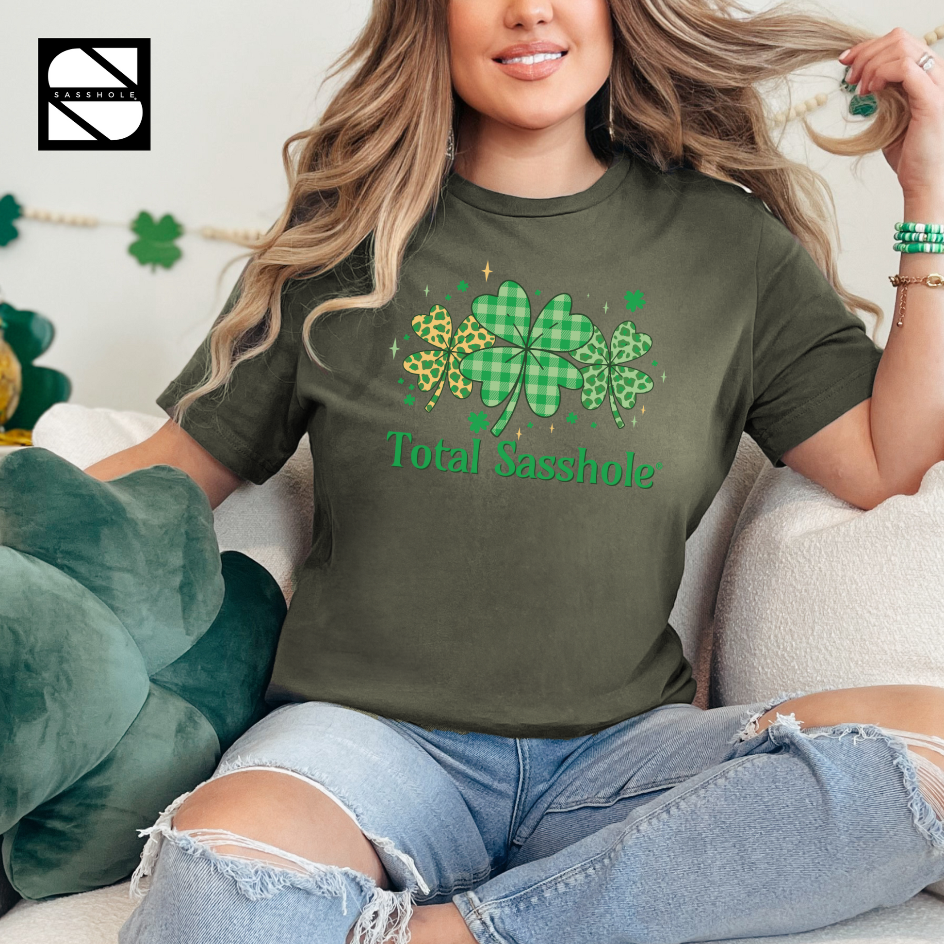 St Patricks Day Shirt Women Army Green
