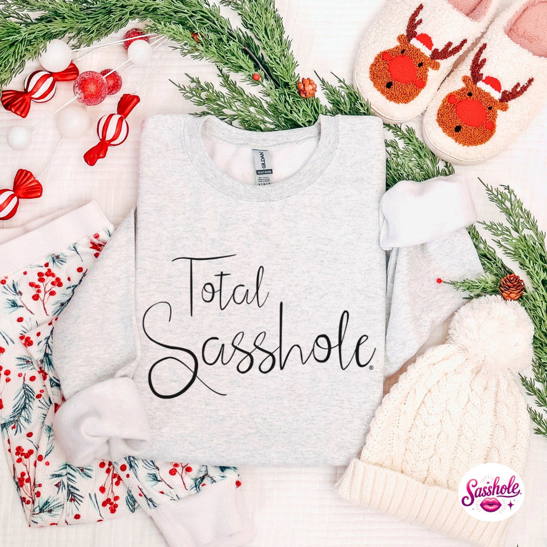 Total Sasshole® Christmas Sweatshirt – Funny Holiday Women’s Cozy Fleece Pullover