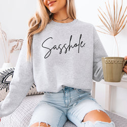 Image of Sasshole® Women’s Classic Fit Sweatshirt – Cozy Fleece Pullover with Bold Graphic Statement