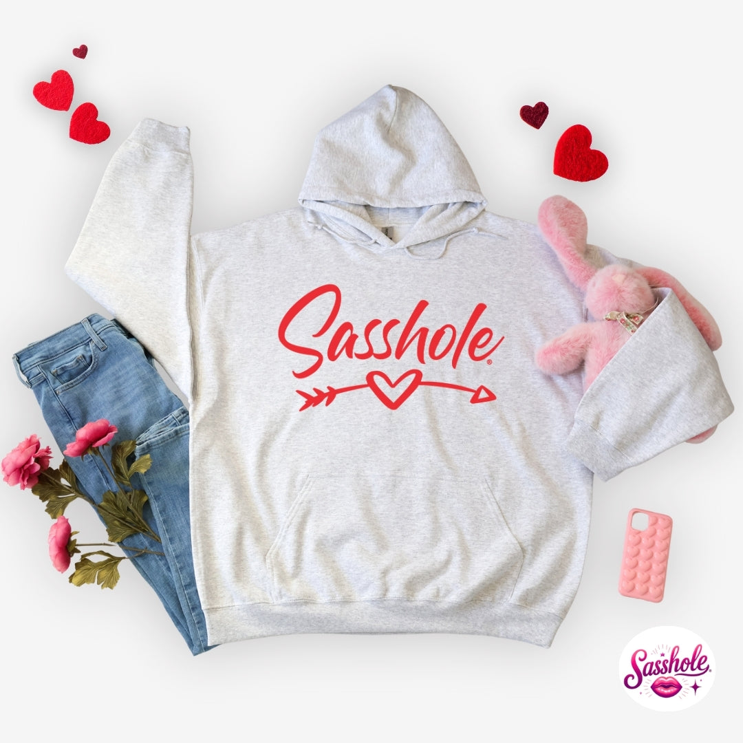 Funny Valentine Hoodie – Sasshole® Heart Arrow Women’s Hoodie