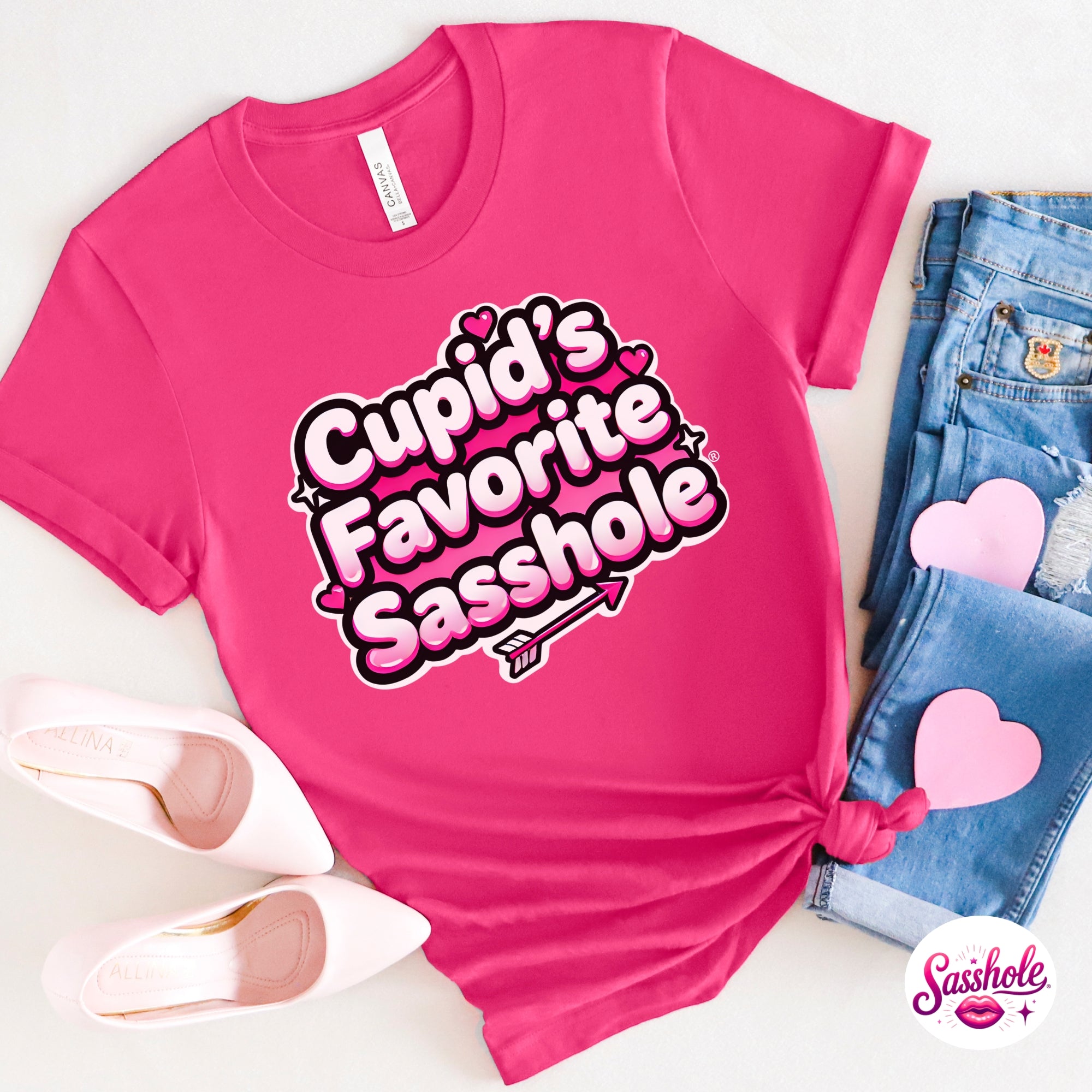 Image of Funny Valentine T-Shirt – Cupid’s Favorite Sasshole® Women’s Tee