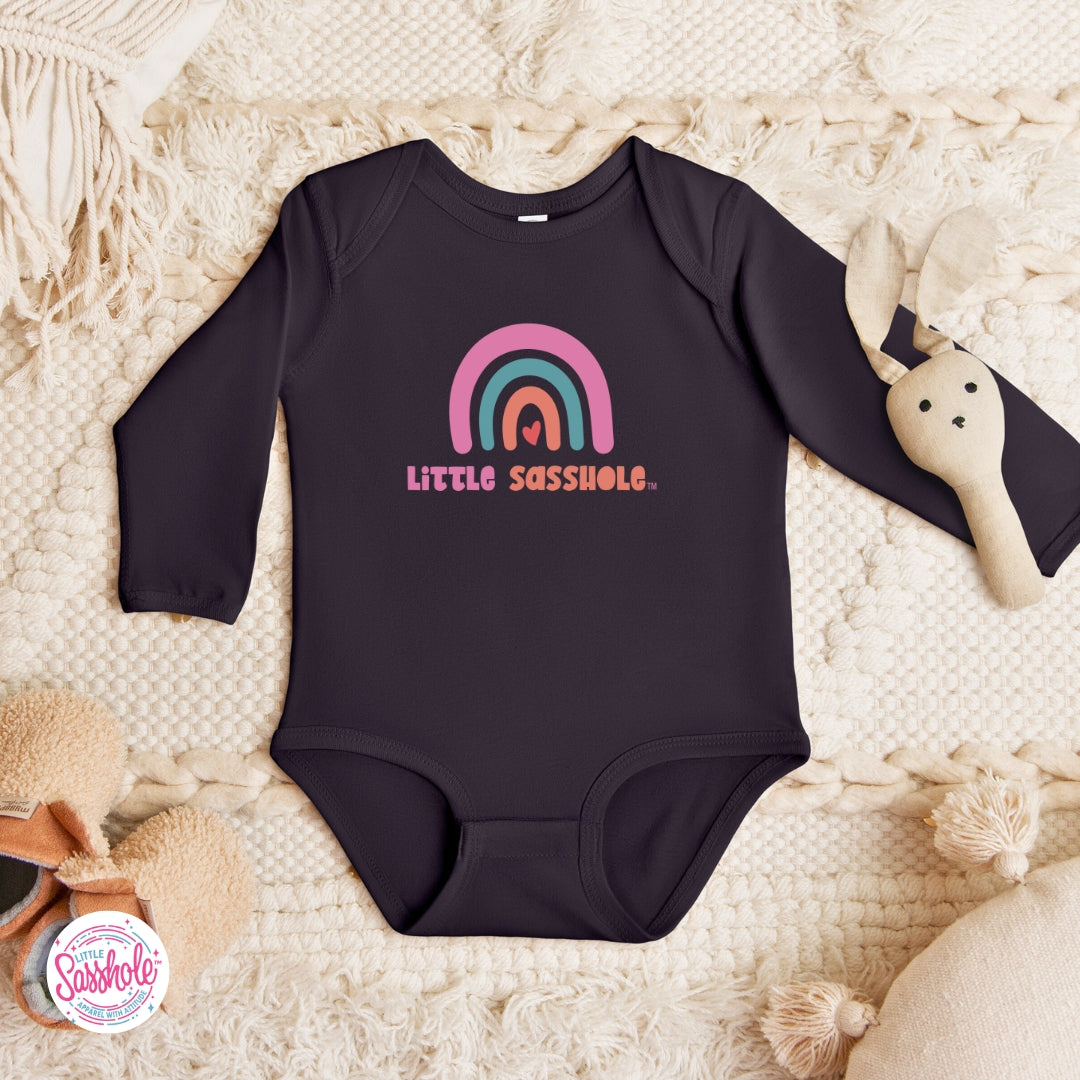 Little Sasshole™ Pastel Rainbow Baby Bodysuit – Soft, Cute & Full of Attitude