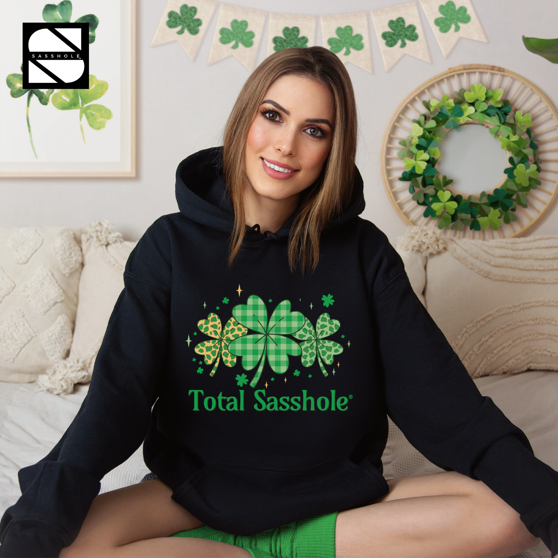 St Patricks Day Hoodie Women Black