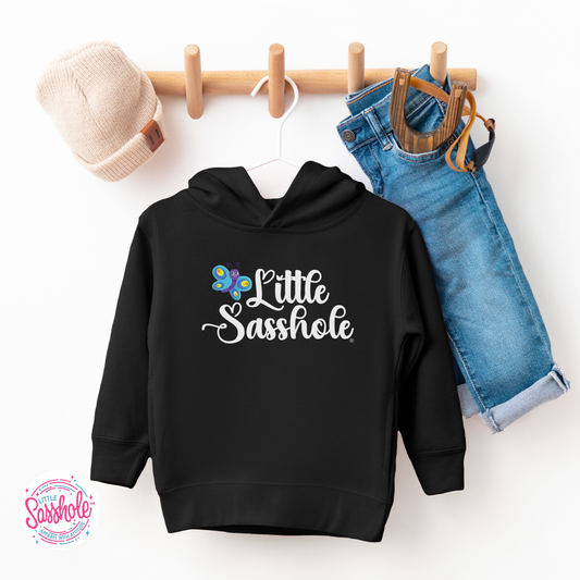 Little Sasshole Butterfly Black Toddler Hoodies