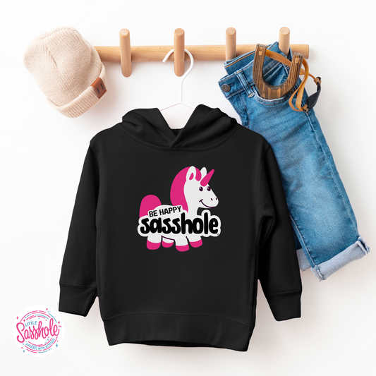 Be Happy Sasshole Black Toddler Hoodies