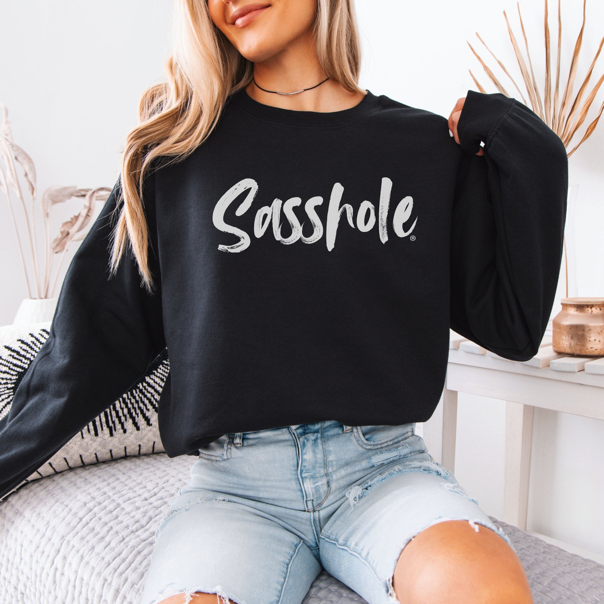 Image of Sasshole® Women’s Classic Fit Sweatshirt – Bold Graphic Logo Pullover