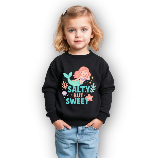Salty but Sweet Little Sasshole® Toddler Sweatshirt – Funny Mermaid Graphic Pullover for Girls