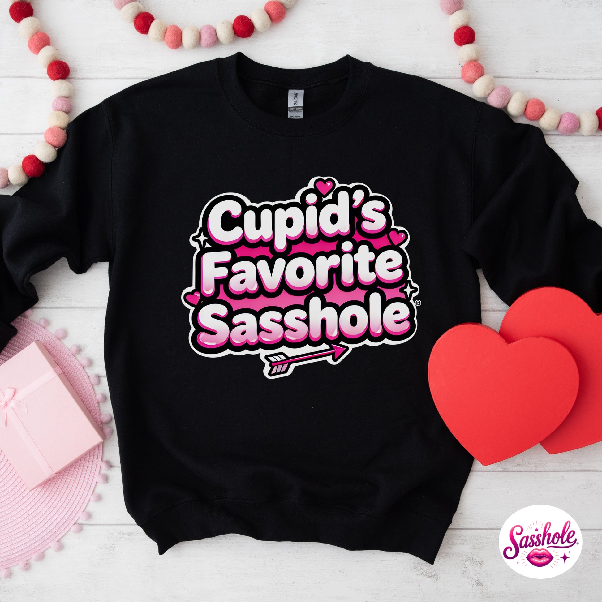 Funny Valentine Sweatshirt – Cupid’s Favorite Sasshole® Women’s Crewneck
