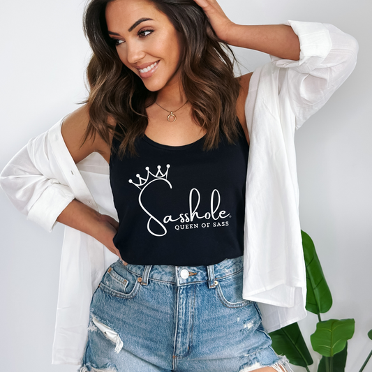 Sasshole® Queen of Sass Tank Top - Sleek, Sassy, and Royal Style