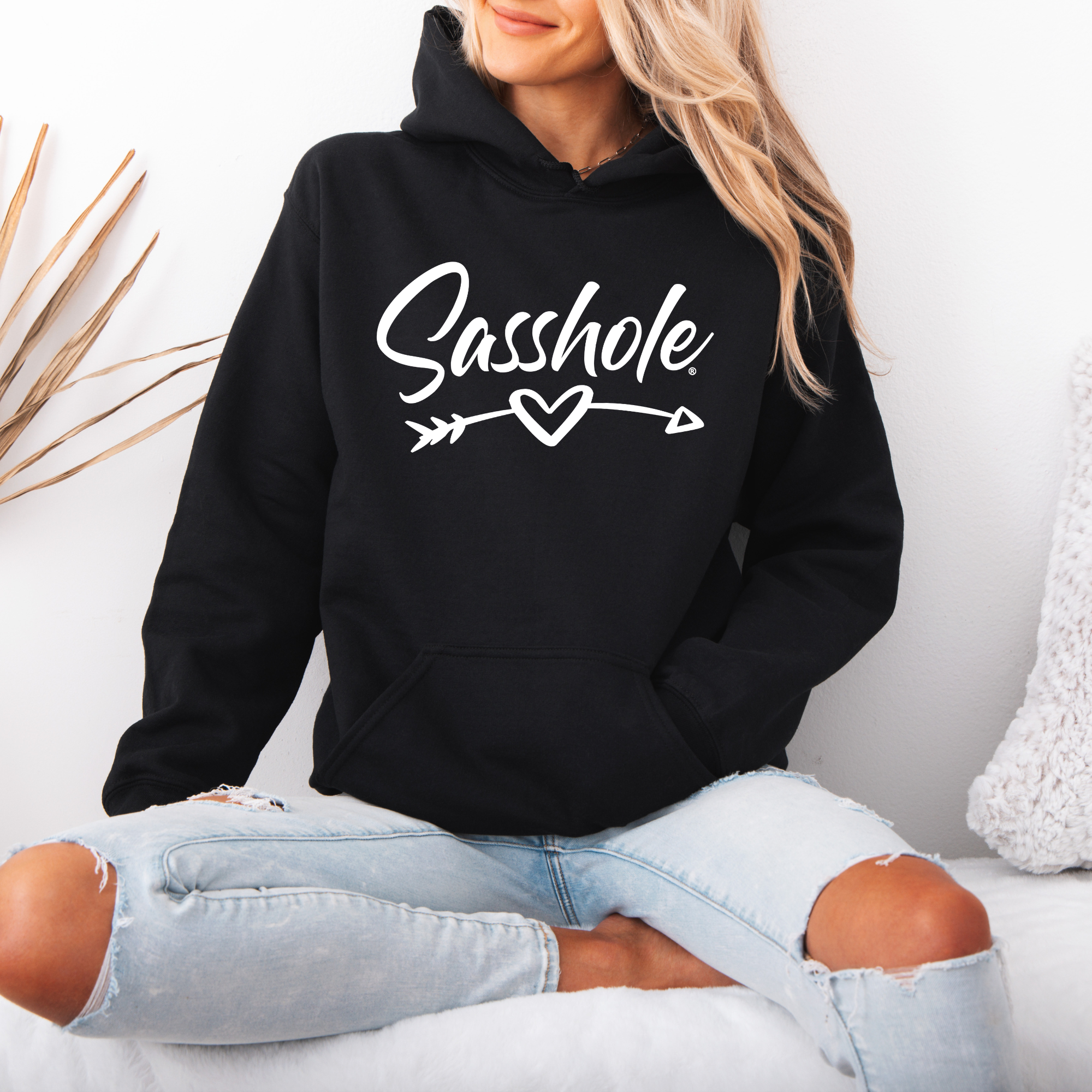 Sasshole® Women’s Hoodie – Heart & Arrow Bold Graphic Pullover