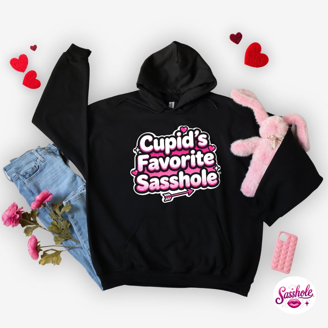 Funny Valentine Hoodie – Cupid’s Favorite Sasshole® Women’s Hoodie