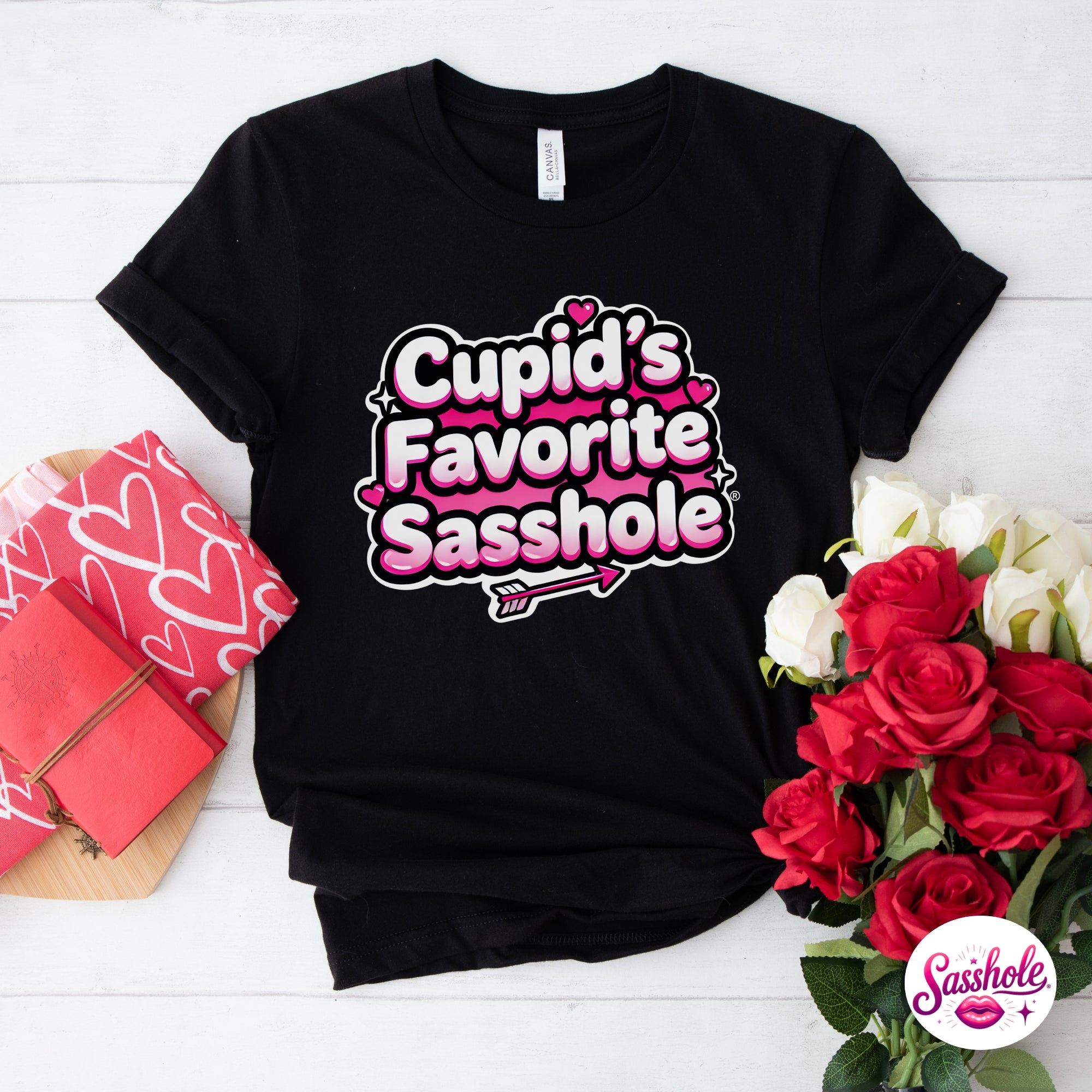 Image of Funny Valentine T-Shirt – Cupid’s Favorite Sasshole® Women’s Tee