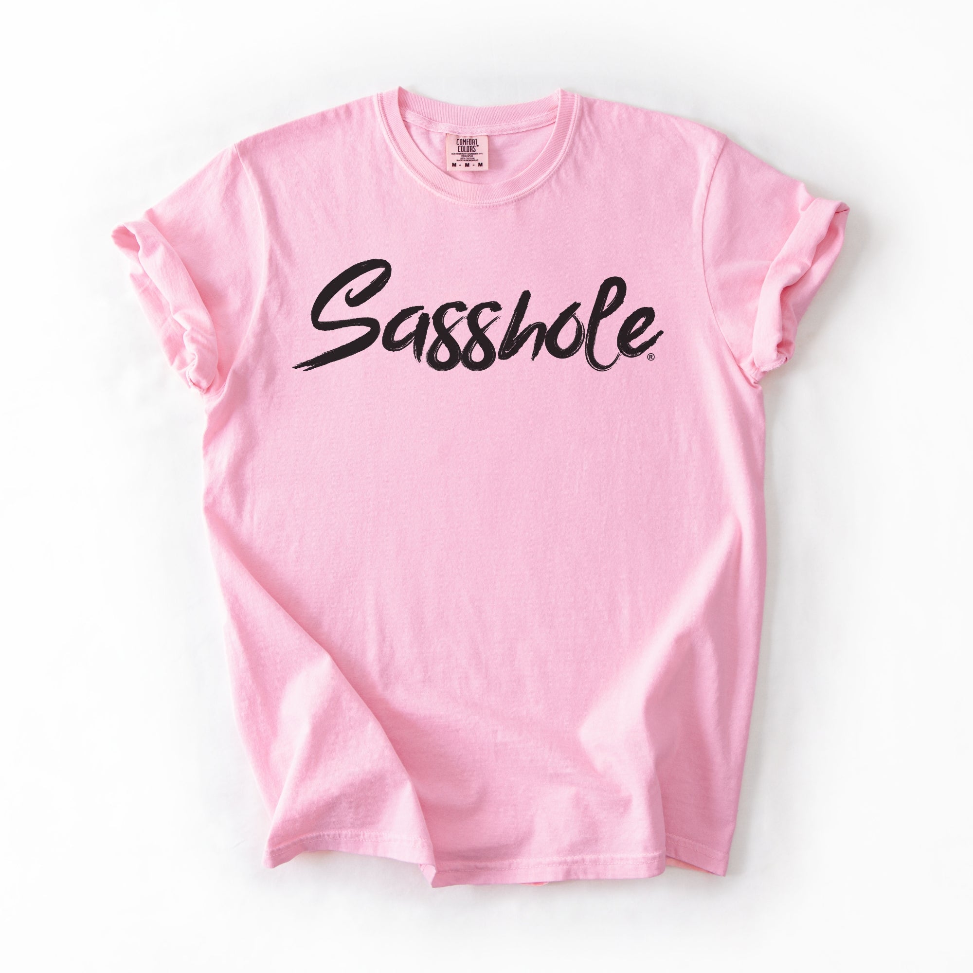Image of Sasshole® Women’s Comfort Colors® Tee – Bold Logo Funny Graphic T-Shirt, Relaxed Fit Statement Shirt
