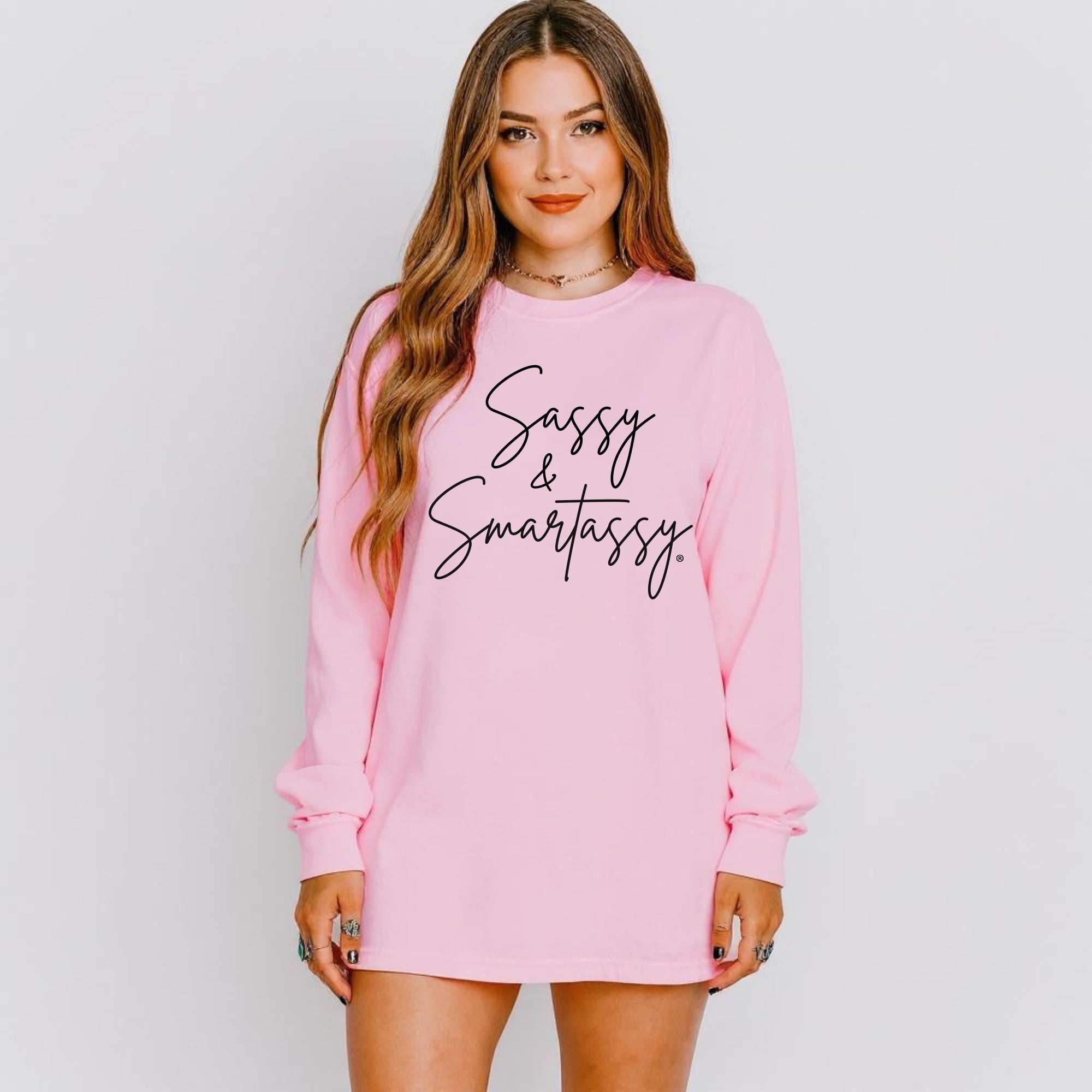 Image of Sassy & Smartassy® Women’s Long Sleeve Comfort Colors® Graphic Tee - Sassy Women's T-shirt