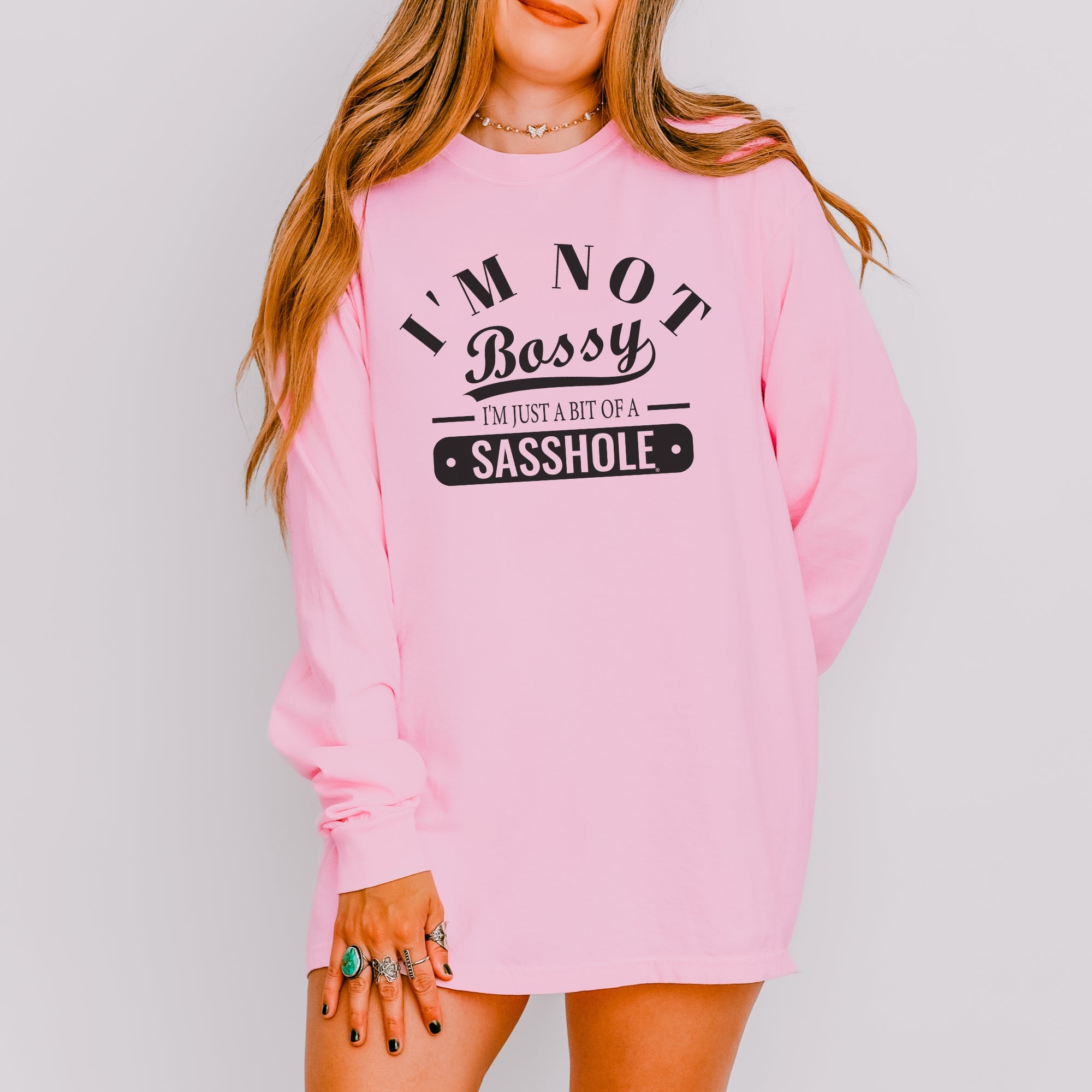Image of Not Bossy, Just a Sasshole® Women’s Long Sleeve Tee – Funny Comfort Colors® Graphic Shirt