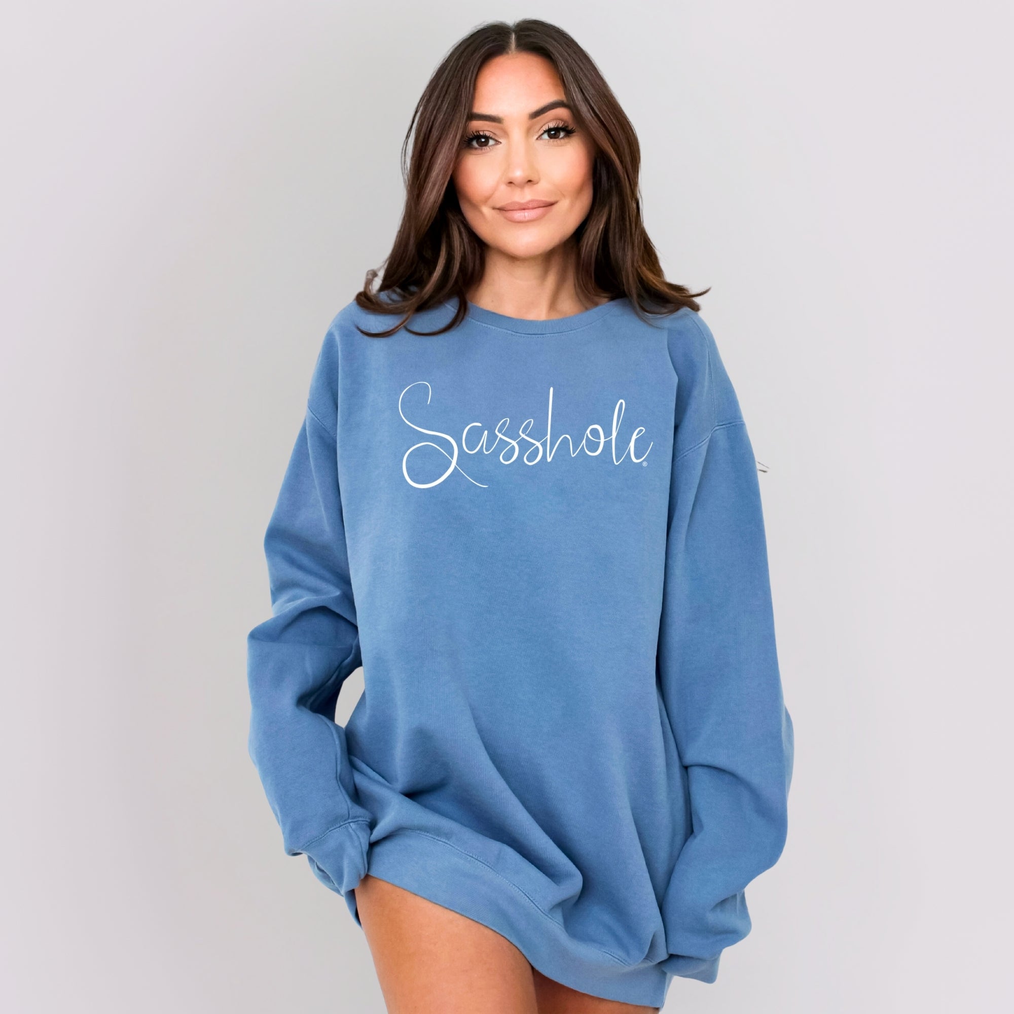 Image of Sasshole® Women’s Relaxed Fit Comfort Colors® Sweatshirt – Funny Graphic Pullover