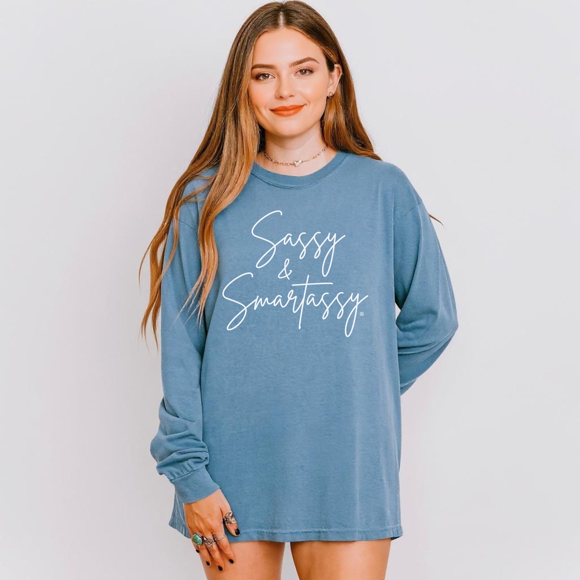 Image of Sassy & Smartassy® Women’s Long Sleeve Comfort Colors® Graphic Tee - Sassy Women's T-shirt