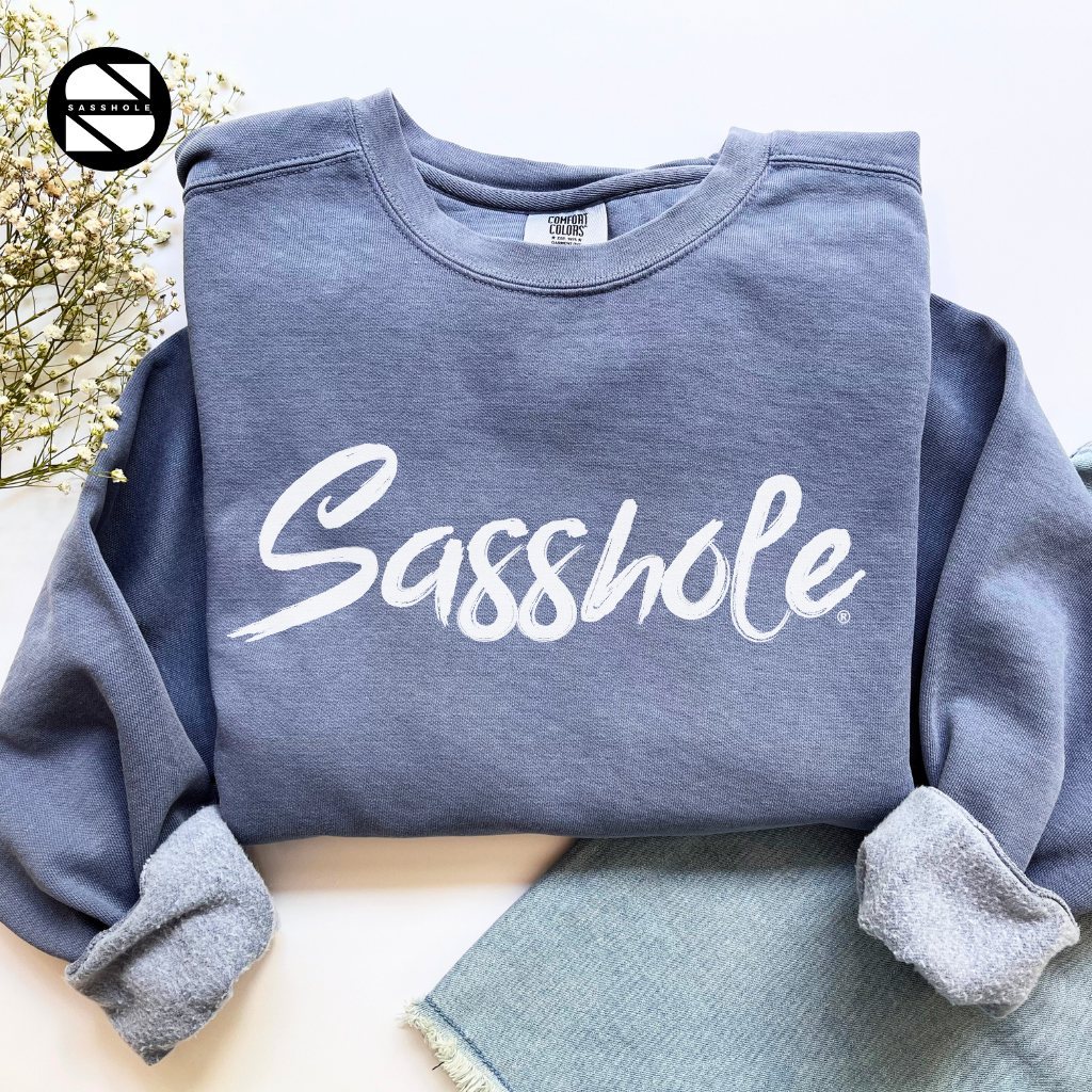 Sasshole Blue Jean Garment Dyed Womens Sweatshirt