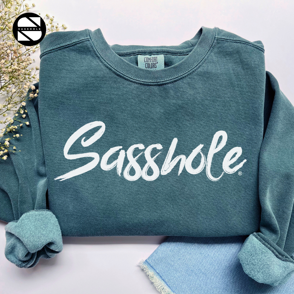 Sasshole Blue Spruce Garment Dyed Womens Sweatshirt