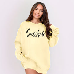 Image of Sasshole® Women’s Relaxed Fit Comfort Colors® Sweatshirt – Funny Graphic Pullover