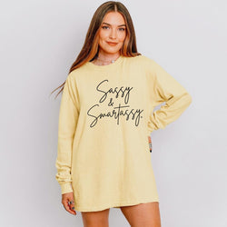 Image of Sassy & Smartassy® Women’s Long Sleeve Comfort Colors® Graphic Tee - Sassy Women's T-shirt