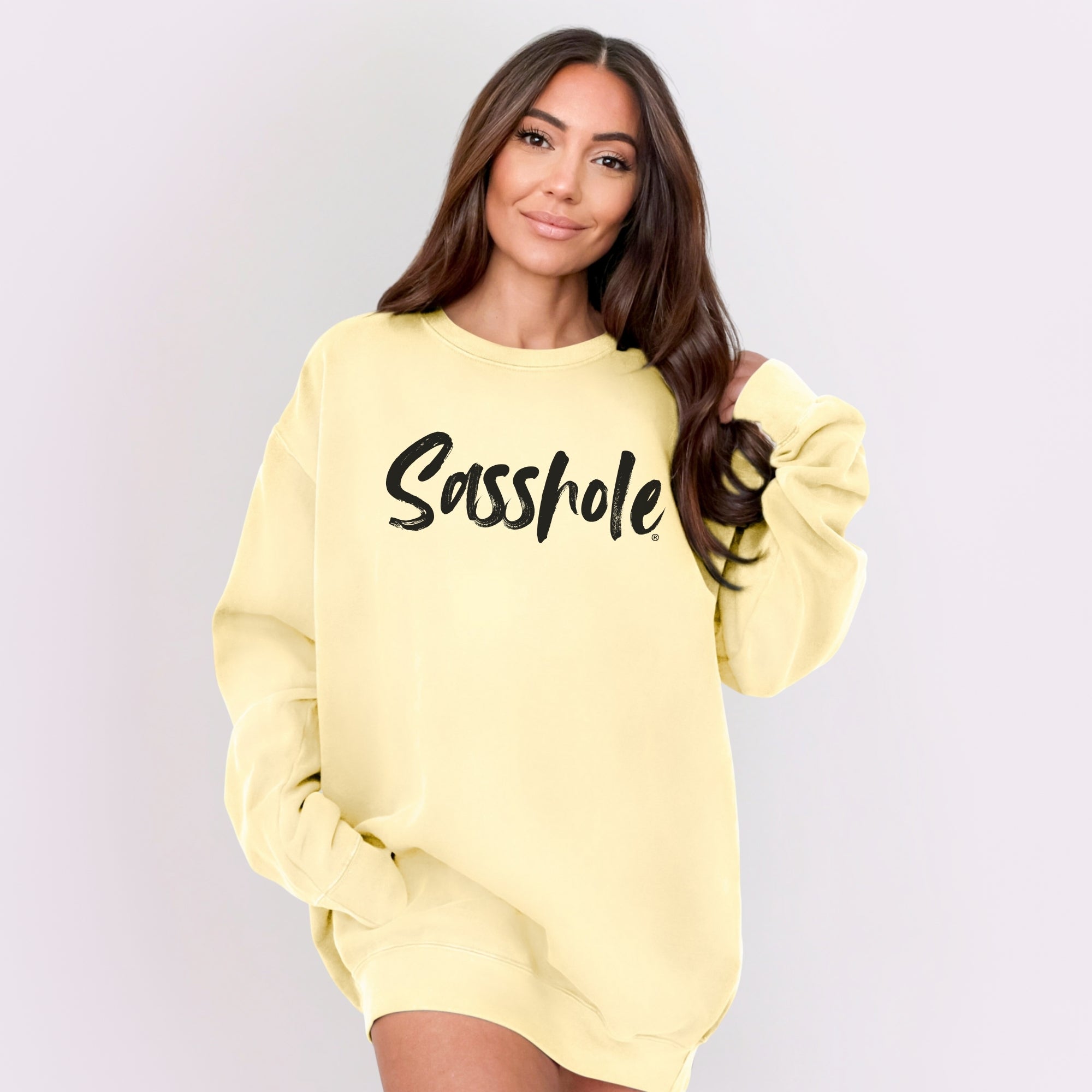 Image of Sasshole® Women’s Relaxed Fit Comfort Colors® Sweatshirt – Funny Graphic Pullover