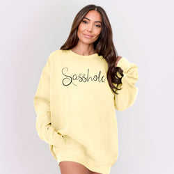 Image of Sasshole® Women’s Relaxed Fit Comfort Colors® Sweatshirt – Funny Graphic Pullover