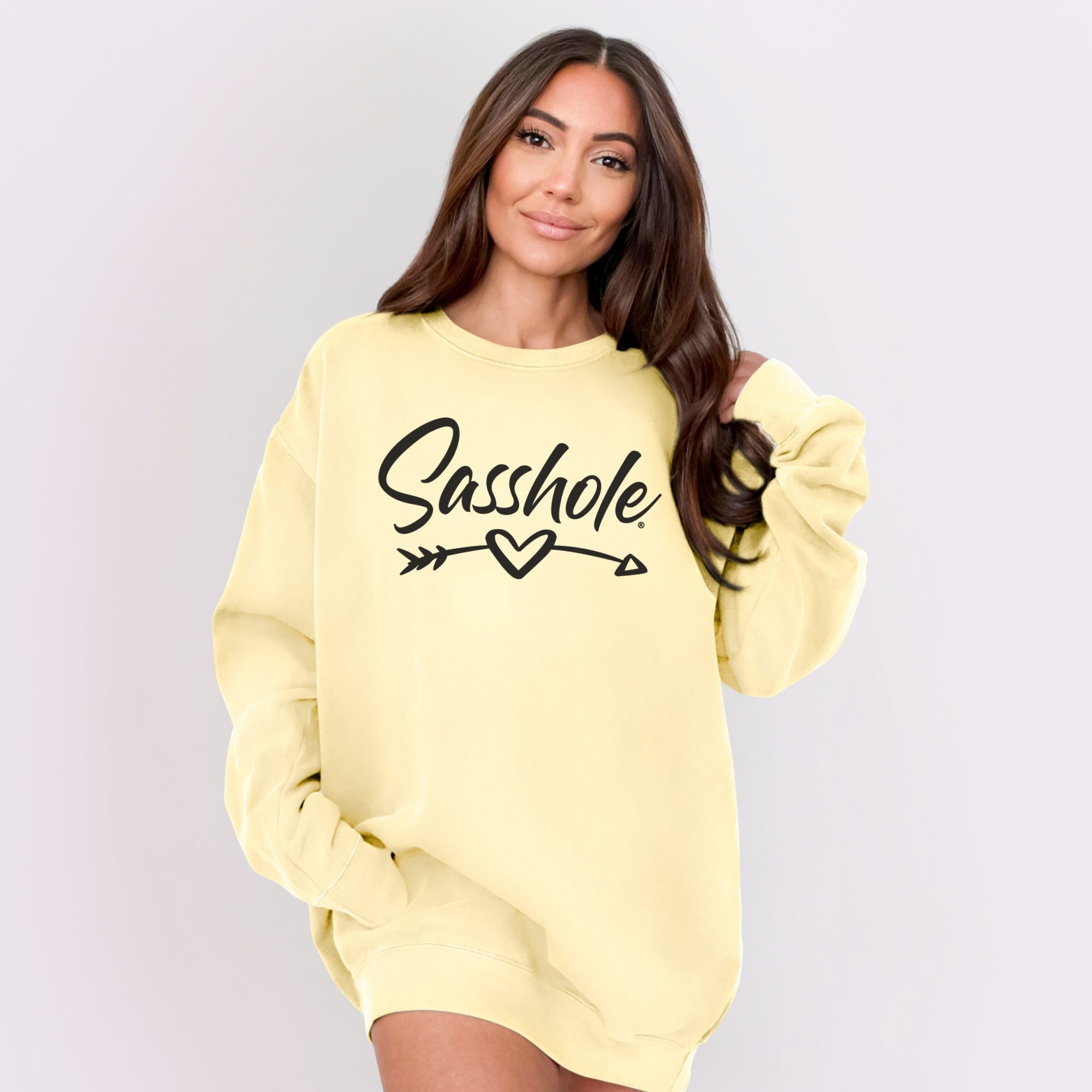 Image of Sasshole® Arrow Sweatshirt – Funny Women’s Comfort Colors® Relaxed Fit Pullover