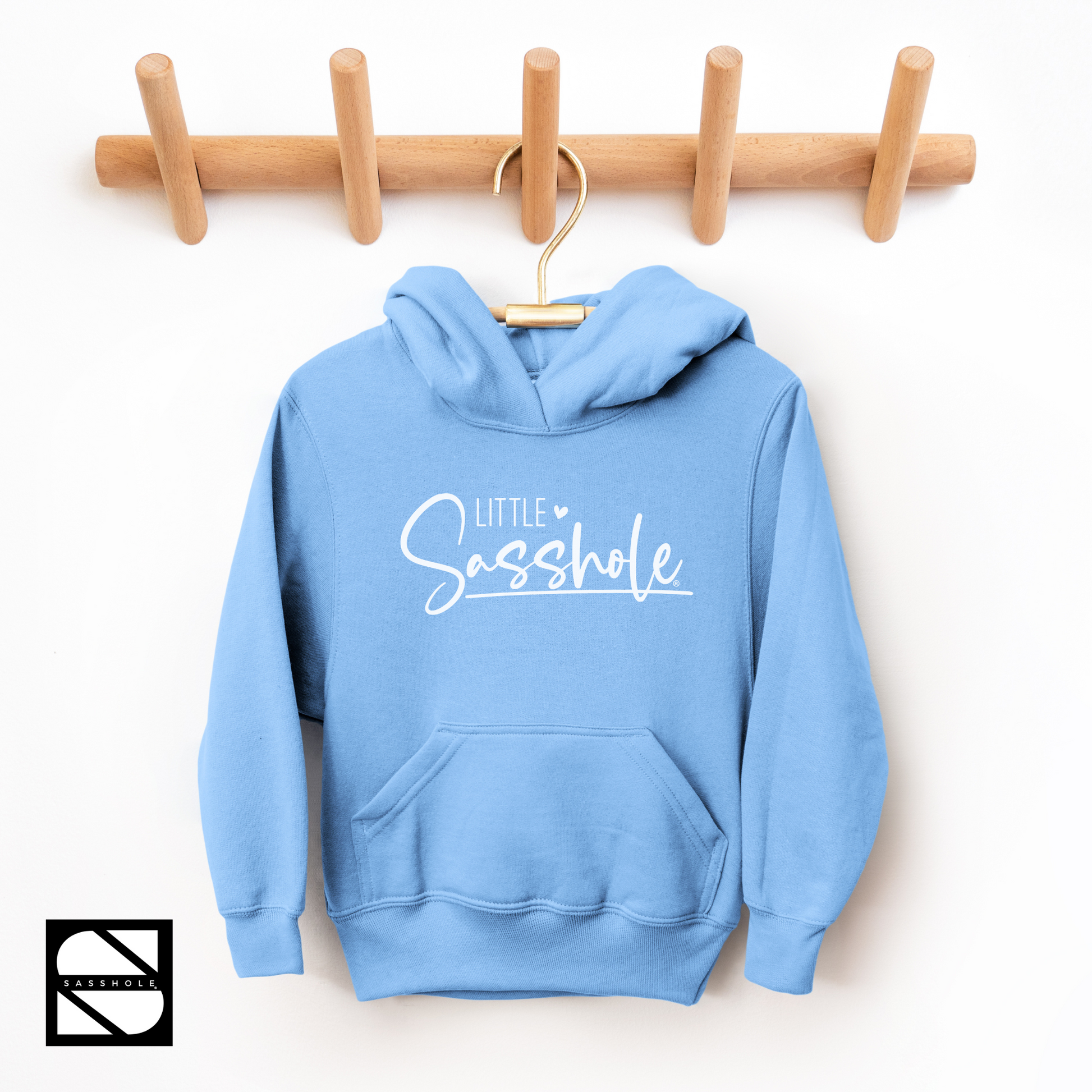 girls sasshole hoodie carolina blue