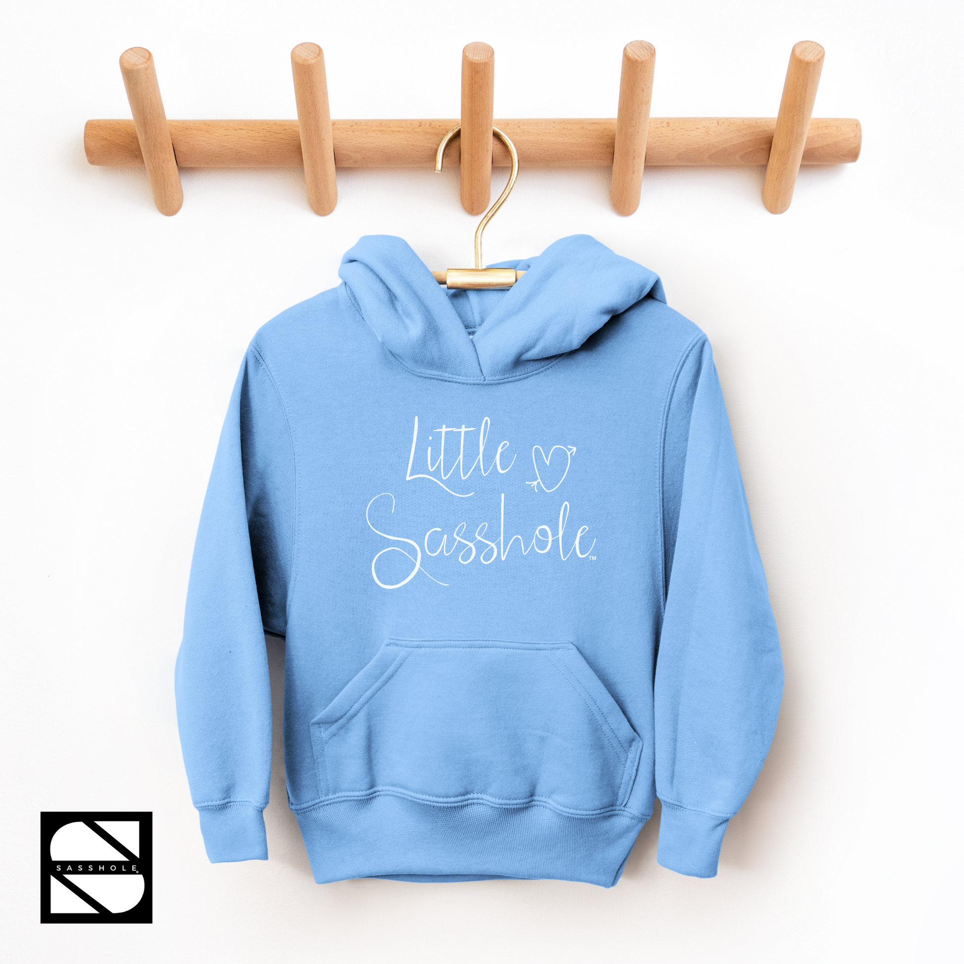 girls hoodie little sasshole carolina blue