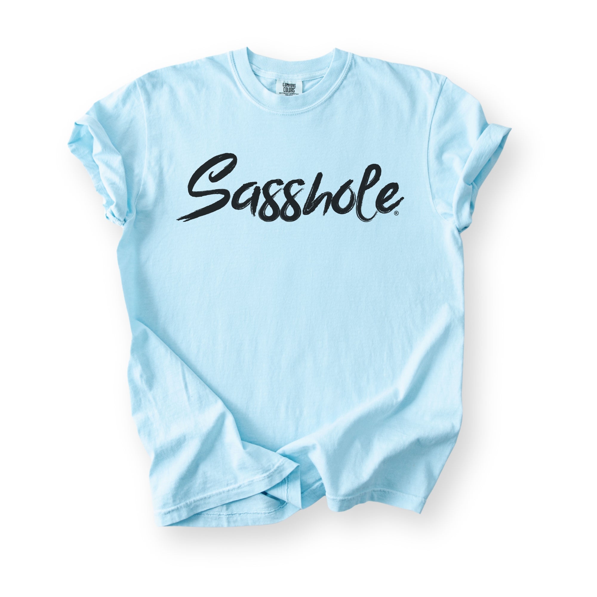 Sasshole® Women’s Comfort Colors® Tee – Bold Logo Funny Graphic T-Shirt, Relaxed Fit Statement Shirt